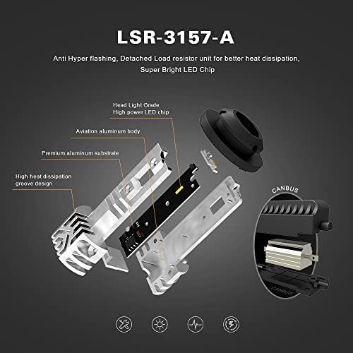 SIR IUS LED LSR 3157 3157A Anti hiper trepćuća LED sijalica sa pričvršćenim otpornikom za žmigavce jantarna narandžasta boja puno aluminijumsko telo Dual Filament bez greške pakovanje od 2