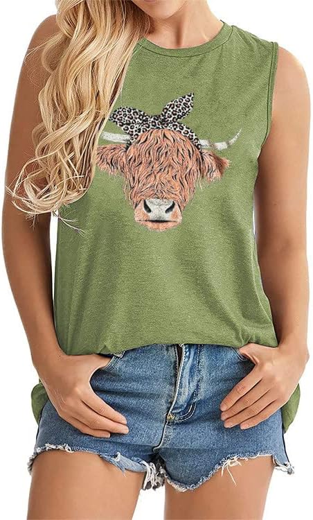 Ženska majica s Leopardovim kravljim printom pamučna Kawaii Camisole Tank labavi kroj predimenzionirana majica s gornjim prslukom