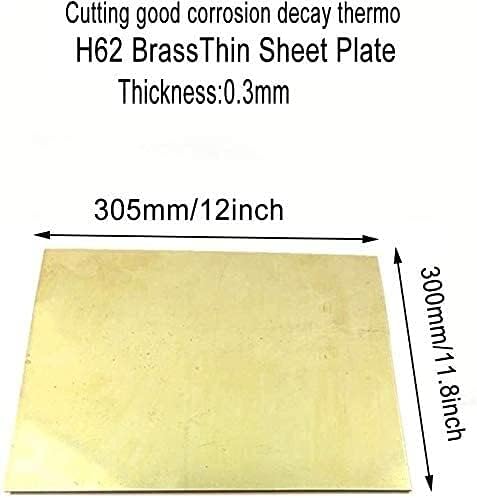 Mesingana ploča čista bakrena folija H62 Mesingana ploča metalna DIY eksperiment ploča Debljina 0,3 mm, Širina 300mm/11,8 inča, duga