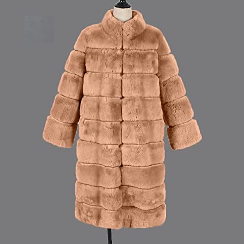 Žene Fluffy Fuffy fur dugačak kaput luksuzna zimska jakna plus veličina zgusnuća parka trendi odjeća za žene