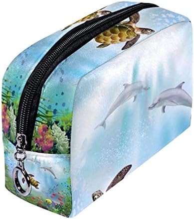 Tbouobt pokloni za muškarce Žene šminke torbe toaletne torbice Male kozmetičke torbe, podvodna kornjača Dolphin Coral Ocean