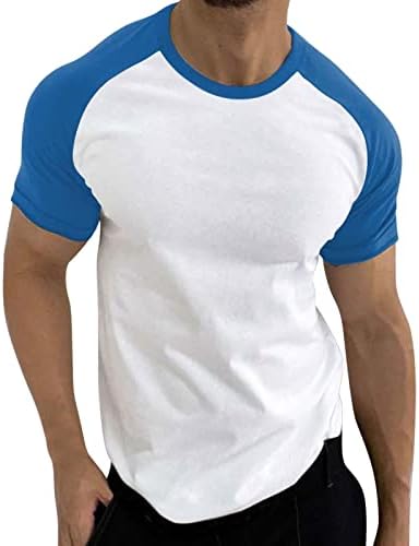 GLVSZ Mens proljeće ljeto Casual sportski blok u boji Raglan rukavi okrugli vrat T Shirt džep T Shirt