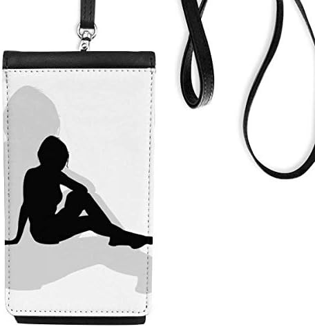 Vruća lijepa žena sjedeća obrisa telefonske novčanike torbica viseći mobilni torbica crnog džepa