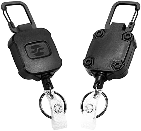 2 paket Badge Reels uvlačivi privjesak za ključeve, držač značke karabinera za teške uslove rada,taktički id kolut značke sa čeličnim