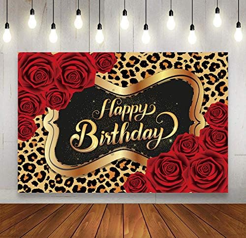 Seksi Leopard Print Crvena ruža tema za djevojačku ženu 70. rođendan rođendanska zabava pozadina fotografije, desertni stol za djevojačku zabavu banner, ukrašen 4x6ft