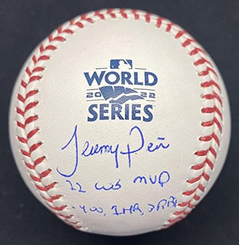 Jeremy Peña 22 WS MVP statistike potpisale su 2022 Svjetske serije Baseball Logo MLB Holo - AUTOGREM BASEBALLS