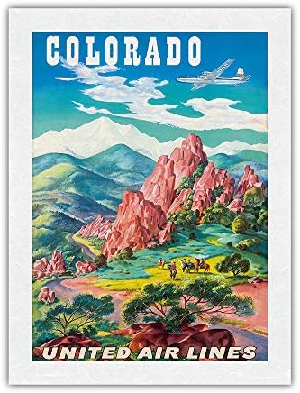 Pacifica Island Art Colorado, SAD-vrt bogova, Colorado Springs - United Air Lines - Vintage Airline Travel Poster Josepha Fehéra c.
