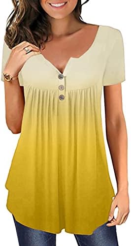 Ženska bluza kratki rukav Vneck pamučno dugme Down Up Gradient grafički Tie Dye Top T Shirt za djevojčice ljetna jesen WW