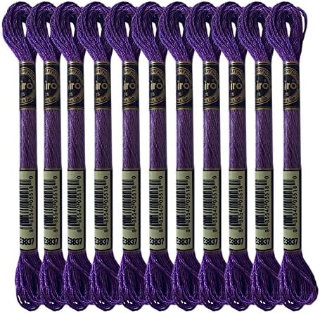 Purple Ruby Light Effects Floss Pack metalik vez Cross Stitch Thread, pakovanje od 12 pletenica