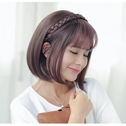 Lurose hard Wig Accessories čelo pletenice sintetičke žene tamne sljepoočnice prirodne šiške u traci za glavu s ljudskim rubovima