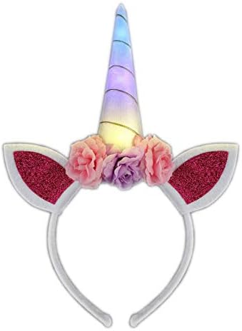 Blinkee paket od 2 svjetla višebojni optički jednorog štapić sa kristalnom kuglom i jednorog Rog cvijet za glavu