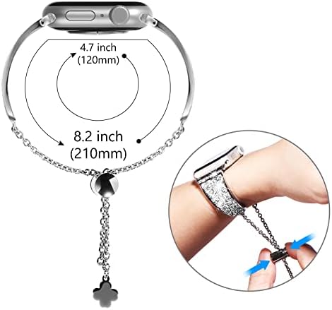 Chanchy kompatibilan sa Apple Watch Band Series 8 Series 7 41mm Bling Diamond Links Metal Band Kompatibilan je za Apple Watch Bands