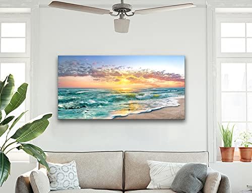 Ocean Beach slike za zidni dekor - zidna umjetnost za dnevni boravak velika veličina iznad kreveta-uokvirena plava plaža i pijesak