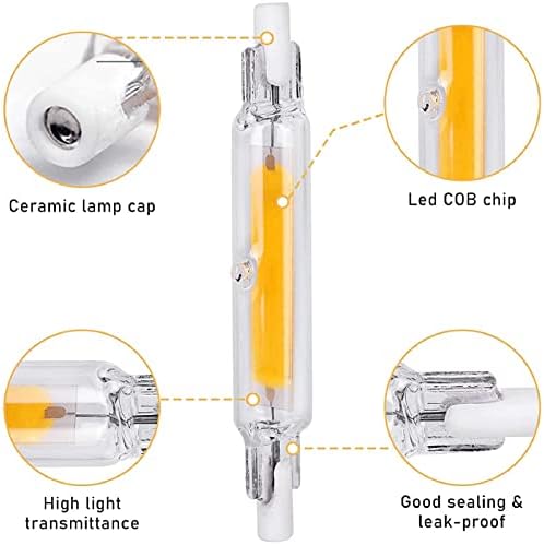 Xianfei 20w 118MM R7S COB LED sijalica, 200w halogena zamjenska dvostruka reflektorska lampa, 2700-6500K topla bijela ac110-220v 360°ugao snopa, za specijalno osvjetljenje