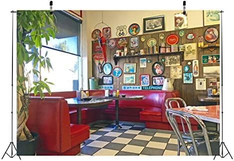 BELECO 5x3ft tkanina Retro restoran pozadina Classic 50s Soda Shop vrijeme obroka lokalna večera sa zidom Američke uspomene vrijeme