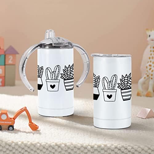 Sočno Sippy Cup-Cacti Baby Sippy Cup-crno-bijela umjetnička Sippy Cup