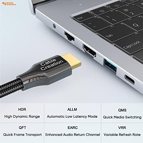 Bundle-2 stavke: CableCreation HDCP HDMI kabl 3FT 8K 60Hz+CableCreation 7-u-1 USB-C Hub Multiport Adapter sa HDMI, 1000m Ethernet,