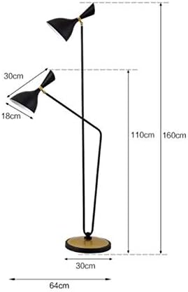 Natalna svjetiljka, E14 * 2 2 Slaba za nogu stopala podne svjetiljka, crna više-glava spavaća soba vertikalne podne svjetiljke
