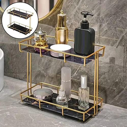 ＫＬＫＣＭＳ stalak za odlaganje željeza Organizator parfema za njegu kože korpa za toaletni sto za domaćinstvo, s dvoslojna Crna