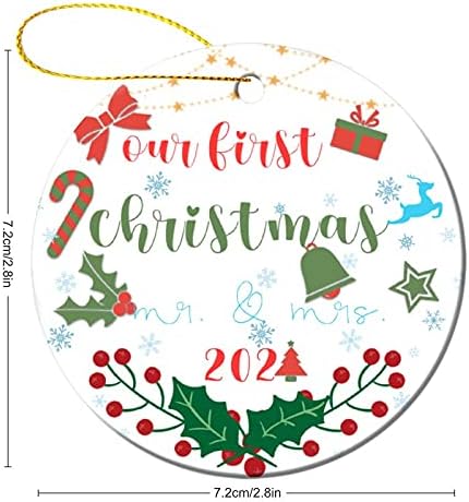 Naš prvi Božić kao gospodin & Gospođa 2021 keramički Ornament 2021 ukras za božićnu jelku dekoracija za vjenčanje diplomiranje Ornament
