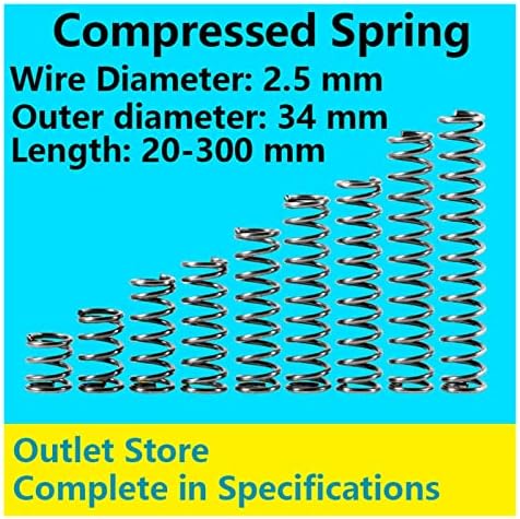 Hardverska opruga oprug opruga Spring Proljetni pritisak opruga Direktni žica promjer 2,5 mm, vanjski promjer 34mm, dužina 20mm-50mm