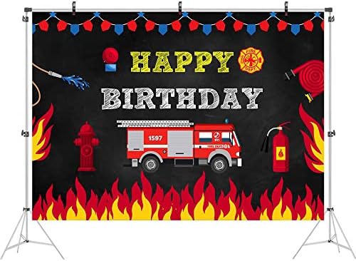 Vatrogasac rođendan pozadina za dječake vatrogasac Sretan rođendan pozadina 5X3ft Firetruck Rođendanska zabava Pozadine za djecu Fire
