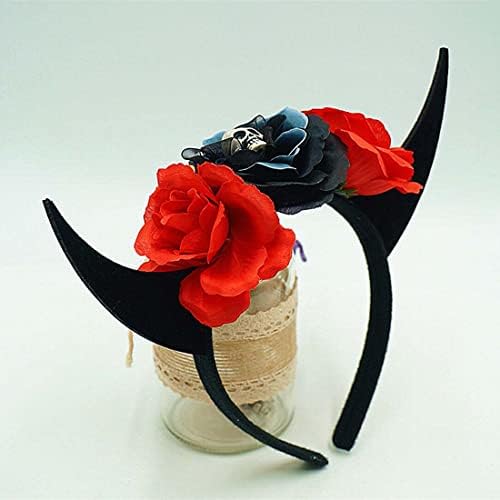 VEICOSTT Halloween Horn Flower Crown traka za glavu sa priborom za kosu lobanje pokrivala za glavu ZHB33
