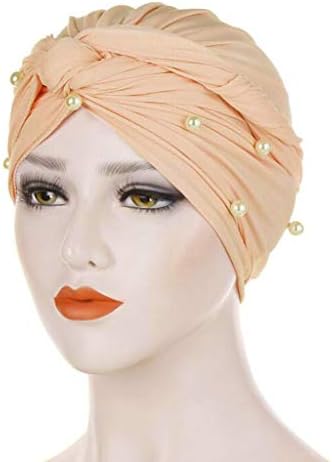 Glava zamotavanje za rak, turbana lobanja kapa alopecija gubitak kose Hijab perla Cap Chemo šešir žene rastezanje Beanie Bandana