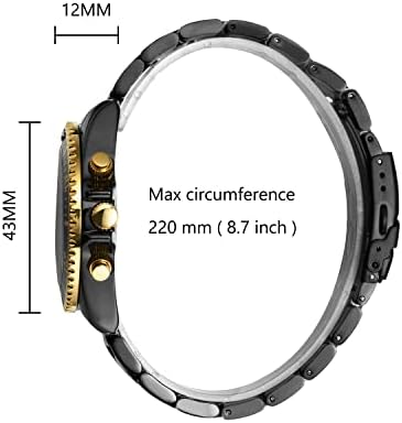 MEGALITH Muški sat 40mm Analogni kvarcni sat sa datumom, Muški satovi od nerđajućeg čelika vodootporni svetleći modni ručni satovi