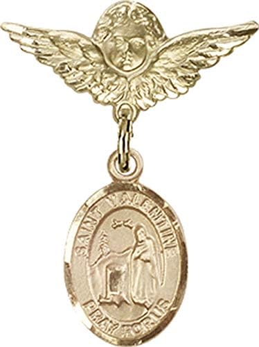 Valentine rimskim šarmom i Anđeo sa krilima značka za značku / zlato ispunjena bebina značka sa šarmom Svetog Valentina rimskog i