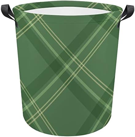 Korpa za veš korpa Buffalo Plaid zelena boja sklopiva korpa za veš sa produženim ručkama kanta za pranje veša spavaća soba korpa za