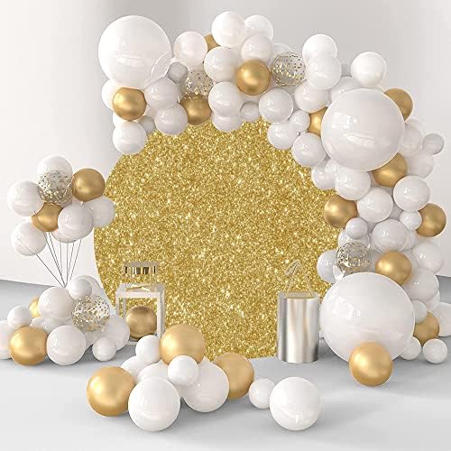 OERJU 6x6ft Gold Glitter Sequin okrugla pozadina poliester luksuzna Zlatna fotografija pozadina krug pozadina Cover rođendan vjenčanje