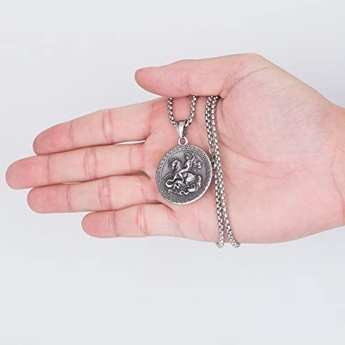 Nehrđajući čelik St. George Dragon Slayer privjesak za muškarce Žene Srebrna vjerska kršćanska Katolička medalja medaljoni nakit,