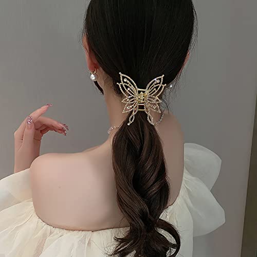 2 kom crystal Gold Butterfly kopče za kosu za žene elegantne kopče za kandže od rhinestona za debelu kosu Butterfly Hair Accessories