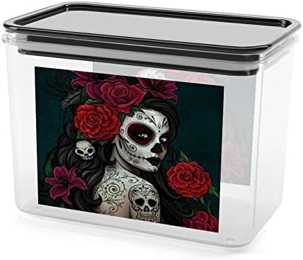 Dan mrtvih cvjetna Lobanja Goth kutija za odlaganje plastičnih posuda za organizatore hrane kanisteri sa poklopcem za kuhinju