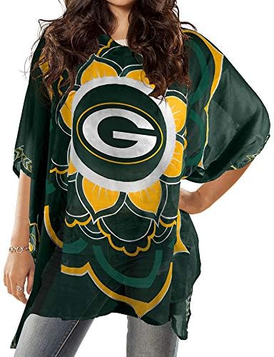 Littlearth womens NFL Green Bay Packers Sheer Kaftan sa dizajnom cvijeća, boja tima, jedna veličina
