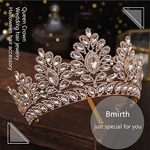 Bmirth barokna kruna i tijara Zlatna Kristalna biserna mladenka vjenčana kraljica krune dekorativna princeza Tiaras vještački dijamantski