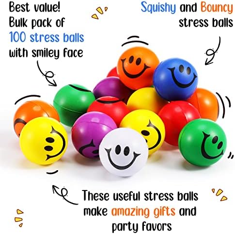 100 kom 1,2 inčne Mini stres loptice Bulk Smile Face Stress Balls neonske boje male pjenaste lopte za oslobađanje od stresa za djecu