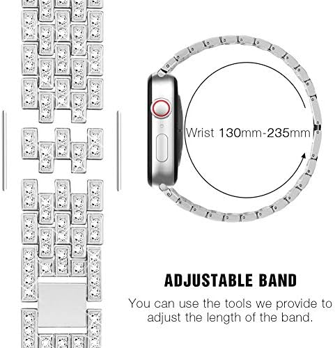 Supoix kompatibilan sa Apple Watch Band 38mm 40mm 41mm 42mm 44mm 45mm 49mm + futrola, ženski nakit Bling Diamond Rhinestone Zamjenski