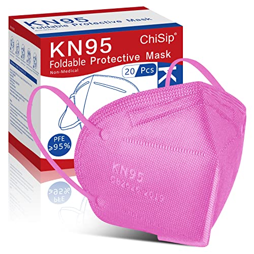ChiSip KN95 maska za lice 20kom, 5-slojne dizajnerske šolje zaštitne maske od prašine, zaštitne maske za disanje od PM2.5 prašine