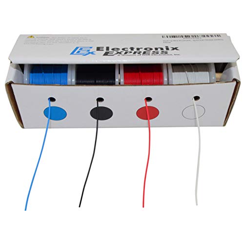30 mjerača za spajanje žica - nasukana žica, konzervirani bakar - uključuje 4 različite boje 25 stopa i kutije za raspršivač Ex Electronix