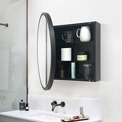 FOAMYKO 28 inča x 28 inča okrugli ormar za ogledalo u kupaonici, ormar za kružnu medicinu, zidni ormar za odlaganje najbolji izbor