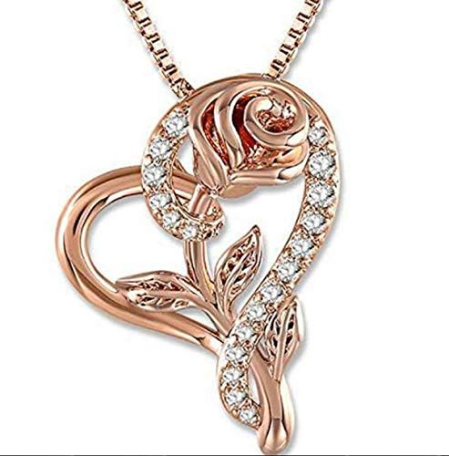 PTV Moda ljubavna ruža sa cirkonijumom modni privezak, ljubav, ogrlica nakit poklon kutija za njenu ženu devojku privezak veličina: