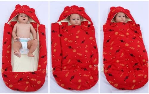 Kucanje djece torba za spavanje lijeni prekrivač s dizajnom kaiševa jednostavan za promjenu pelena, crvena, 100x50cm