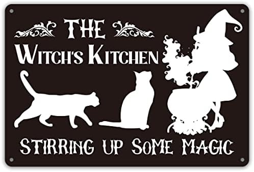 Funny Witch Kitchen citat metalni Limeni zidni dekor, Vještičina kuhinja uzburkava neki čarobni znak za poklone za uređenje doma