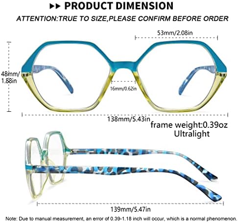 EYEURL 4-Pack naočare za čitanje plavo svjetlo blokiranje, naočare za čitanje Vintage dizajn dijamantski okvir opružni čitači šarki