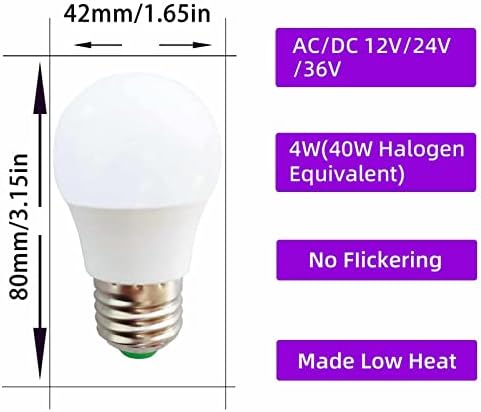 LIENNGKE 12V E26 E27 LED sijalica 4W 40W halogena ekvivalentna dnevna svjetlost Bijela 6000k 400lm RV Vanjska lampa pakovanje od 4