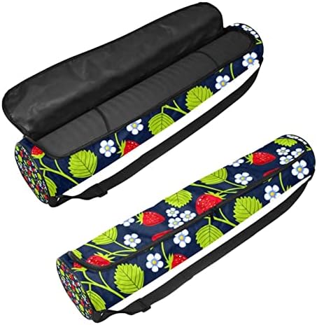 RATGDN torba za prostirku za jogu, Strawberry Flowers Exercise Yoga Mat Carrier full-Zip Yoga Mat torba za nošenje sa podesivim remenom