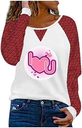 Ženska bluza za Dan zaljubljenih Volim te štampanje čipkastih dugih rukava duksevi modni Casual džemper