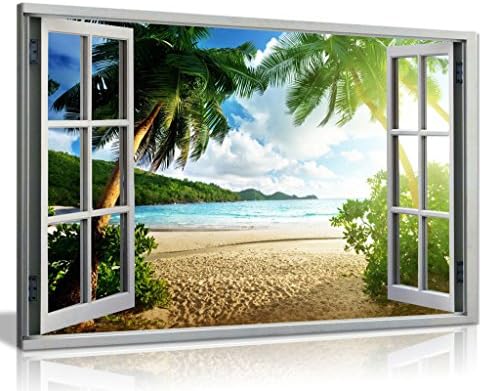 Plaža Sunset View 3D efekat prozora Canvas Wall art slika Print